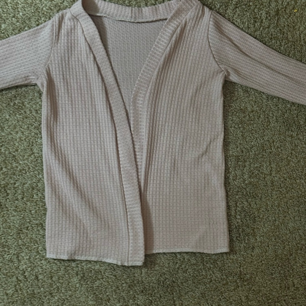 Blush Pink Cropped Sweater with Puff Sleeves - Picture 6 of 6